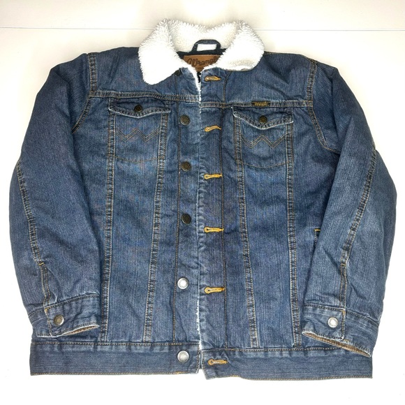 Vintage Wrangler Women’s Size Large L Sherpa Lined Denim Trucker Jacket - Picture 2 of 10